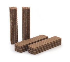 Chocolate waffles on a white background