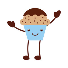 cup cake sweet kawaii character vector illustration design
