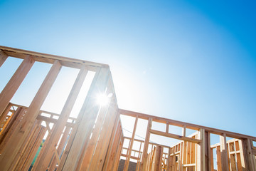 Wood Home Framing Abstract At Construction Site.