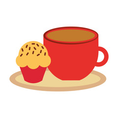 delicious coffee with cupcake vector illustration design