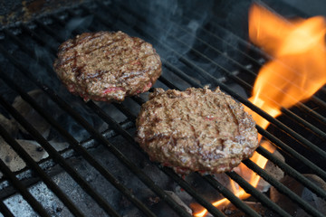 Two hamburgers on the grill