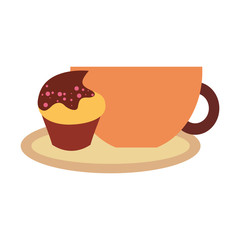 delicious coffee with cupcake vector illustration design