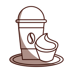 delicious coffee with cupcake vector illustration design