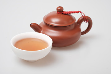 Isolated tea pot and tea cup