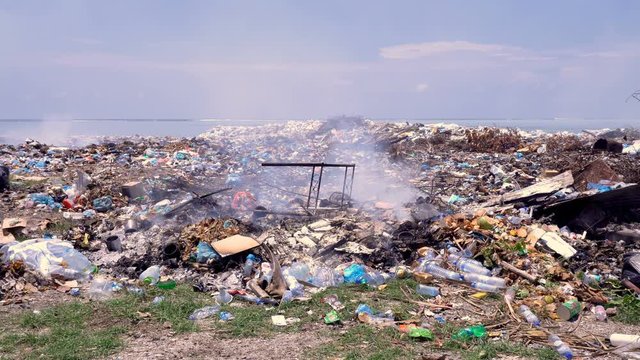 Dump on maldive island. Global pollution problem in the world
