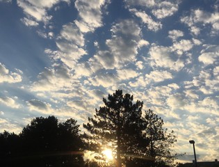 early morning sunlight and cloudy sky