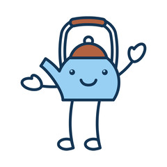 Obraz premium coffee teapot kawaii character vector illustration design