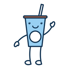 coffee plastic cup kawaii character vector illustration design