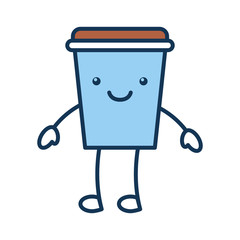 coffee plastic cup kawaii character vector illustration design