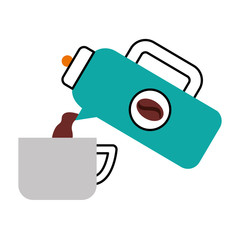 coffee teapot with cup vector illustration design