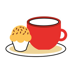 delicious coffee with cupcake vector illustration design