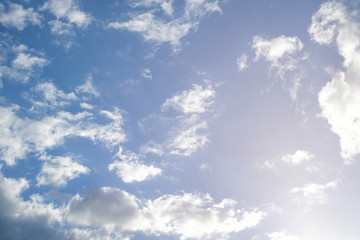 Good weather and Blue sky background with cloudy in the morning. white fluffy clouds abstract.