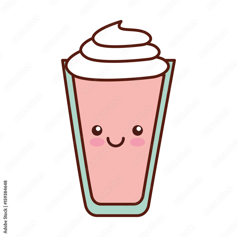 Wall mural milkshake glass kawaii character vector illustration design