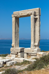 Landscape of Portara, Apollo Temple Entrance, Naxos Island, Cyclades, Greece