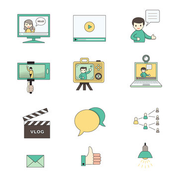 Online video blog infographic elements set