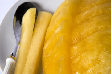 Pineapple piece isolated on white background