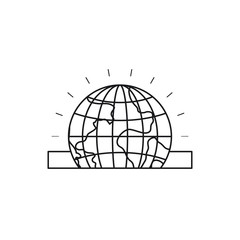 silhouette closeup flat globe earth world depositing in rectangular slot vector illustration