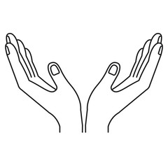 silhouette opened hands of symbol of receiving vector illustration