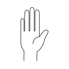 silhouette front view palm of hand in greeting symbol vector illustration