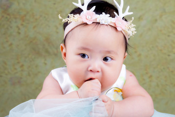 cute baby lie on bed