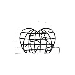 blurred silhouette closeup flat globe earth world in heart shape depositing in rectangular slot vector illustration