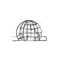 blurred silhouette closeup flat globe earth world depositing in rectangular slot vector illustration