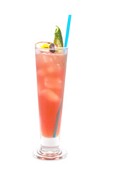 Close up of glass with non alcohol cocktail with passion fruit