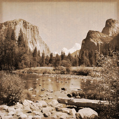 USA -Yosemite National Park (Old photo effect)
