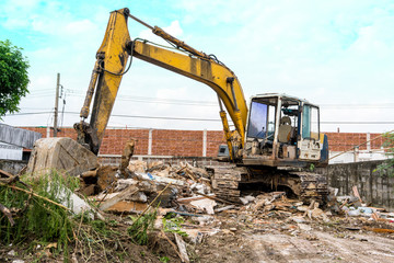 Yellow excavator