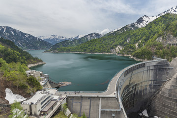 Obraz na płótnie Canvas Kurobe Daiyon Dam in Tateyama Kurobe Alpine Route in Japan