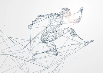 Fotobehang Running Man,Network connection turned into, vector illustration. © liuzishan