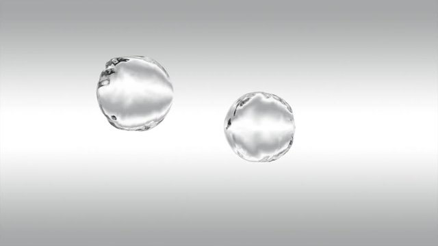 Animated colliding two water droplets in super slow motion and in 4k. Mask included.