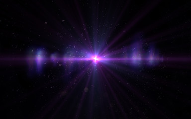 Abstract Design natural lens flare in space. Rays background