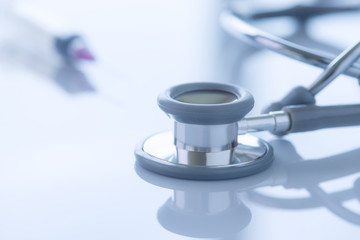 Stethoscope with reflection for medical background