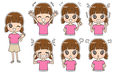 女の子のイラスト（セット・全身）