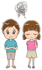 子どものイラスト　悩み