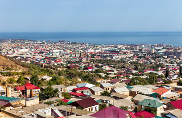 View of Derbent city from Naryn-Kala fortress. Republic of Dagestan, Russia