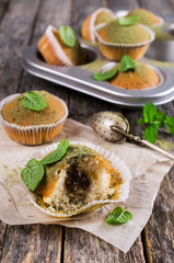 Muffins with green sugar powder