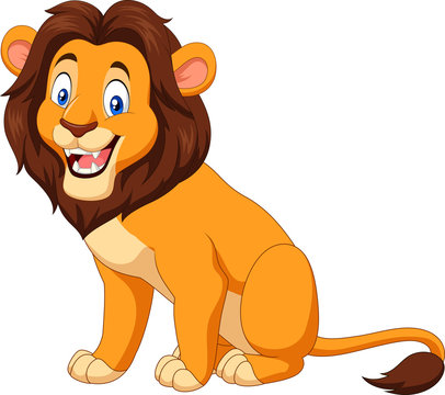 Cartoon happy lion sitting