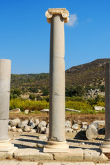 Column on Main street in ancient Lycian city Patara. Turkey