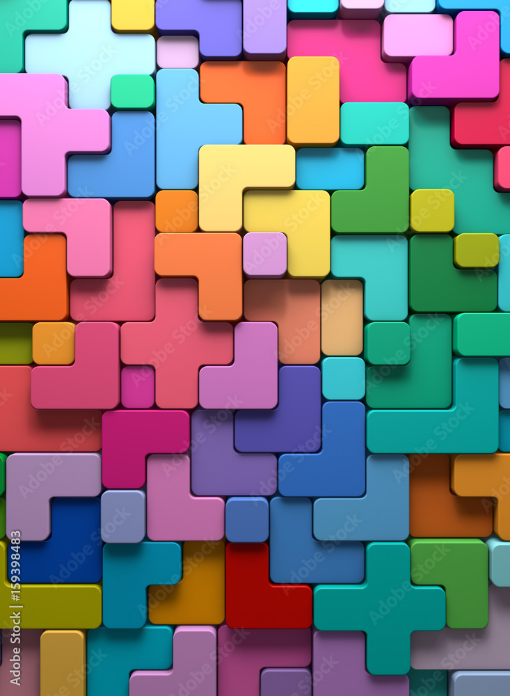 Poster 3d rendering abstract background of multi-colored rounded shapes