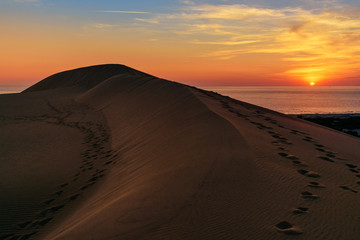 Obraz na płótnie Canvas Sand dunes on Patara beach at sunset. Turkey