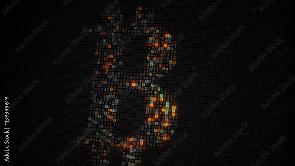 Poster bit coin sing abstract virtual crypto currency concept