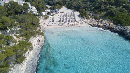 Landscape of the beautiful bay of Cala Mandia with a wonderful turquoise sea,Porto Cristo,  Majorca, Spain