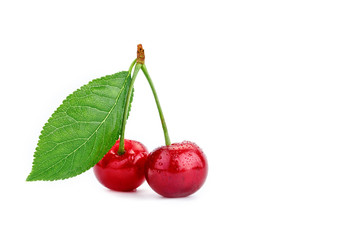 Berries ripe cherry on a white background.