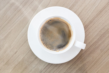 cup of americano coffee top view