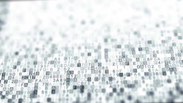 Digital data hex code symbols. Abstract information technology background. Computer generated seamless loop animation 4k UHD (3840x2160)
