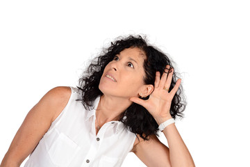 Fototapeta premium Woman hearing something.