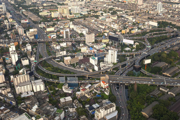 Bangkok city view with main traffic high way.