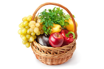 fruits and vegetables in a basket